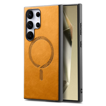 Solid Color Retro Magsafe PU Back Cover Phone Case