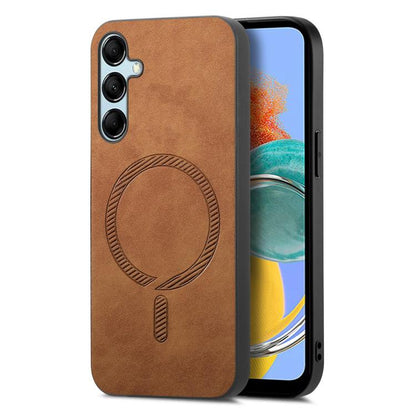 Solid Color Retro Magsafe PU Back Cover Phone Case