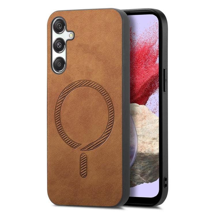 Solid Color Retro Magsafe PU Back Cover Phone Case