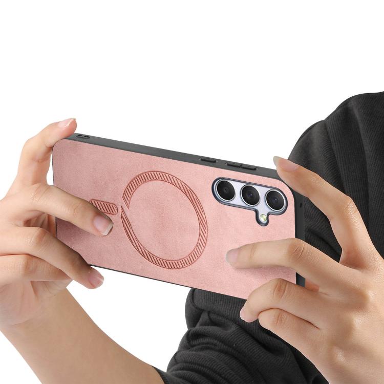 Solid Color Retro Magsafe PU Back Cover Phone Case