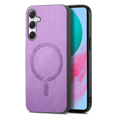 Solid Color Retro Magsafe PU Back Cover Phone Case