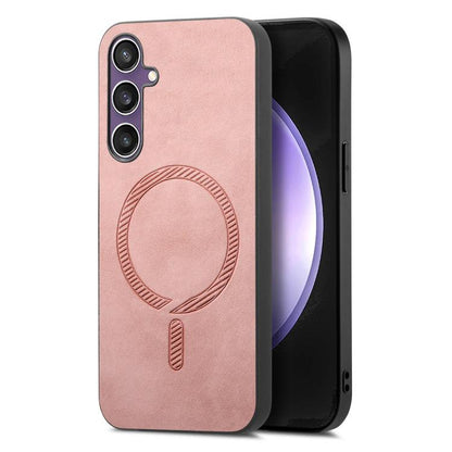 Solid Color Retro Magsafe PU Back Cover Phone Case
