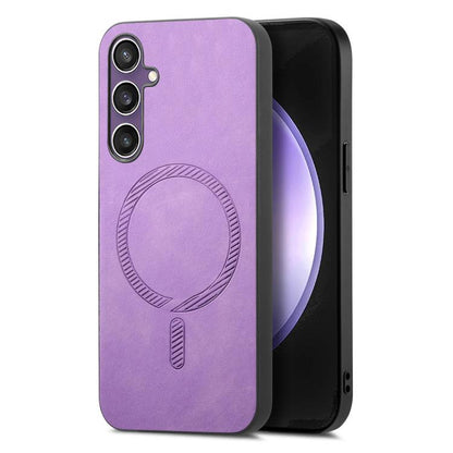 Solid Color Retro Magsafe PU Back Cover Phone Case