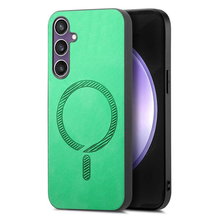 Solid Color Retro Magsafe PU Back Cover Phone Case