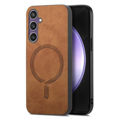 Solid Color Retro Magsafe PU Back Cover Phone Case