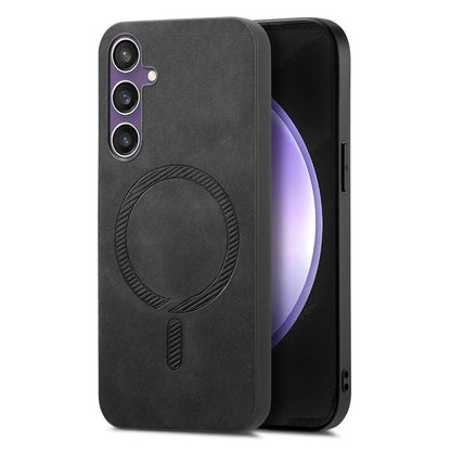 Solid Color Retro Magsafe PU Back Cover Phone Case