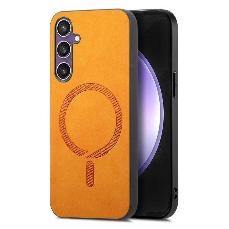 Solid Color Retro Magsafe PU Back Cover Phone Case