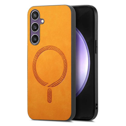 Solid Color Retro Magsafe PU Back Cover Phone Case