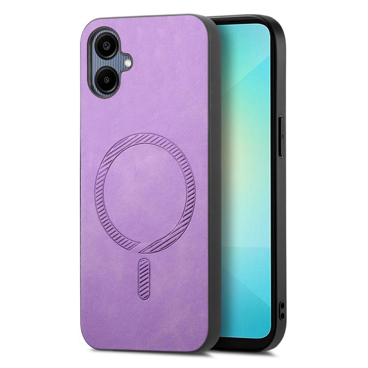 Solid Color Retro Magsafe PU Back Cover Phone Case