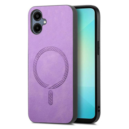 Solid Color Retro Magsafe PU Back Cover Phone Case