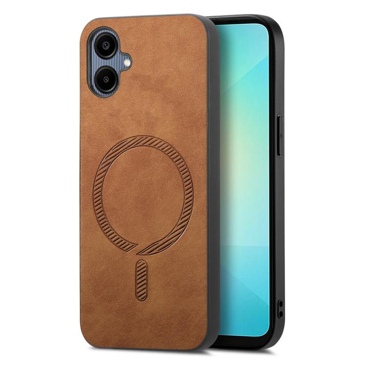 Solid Color Retro Magsafe PU Back Cover Phone Case