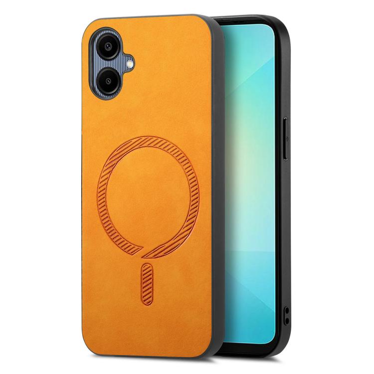 Solid Color Retro Magsafe PU Back Cover Phone Case