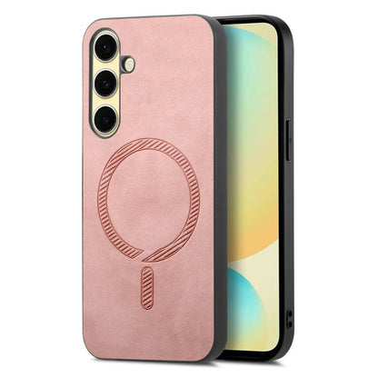 Solid Color Retro Magsafe PU Back Cover Phone Case