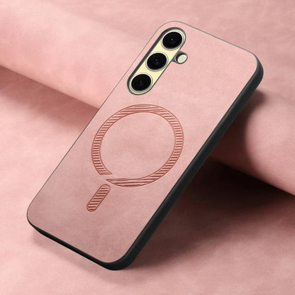 Solid Color Retro Magsafe PU Back Cover Phone Case