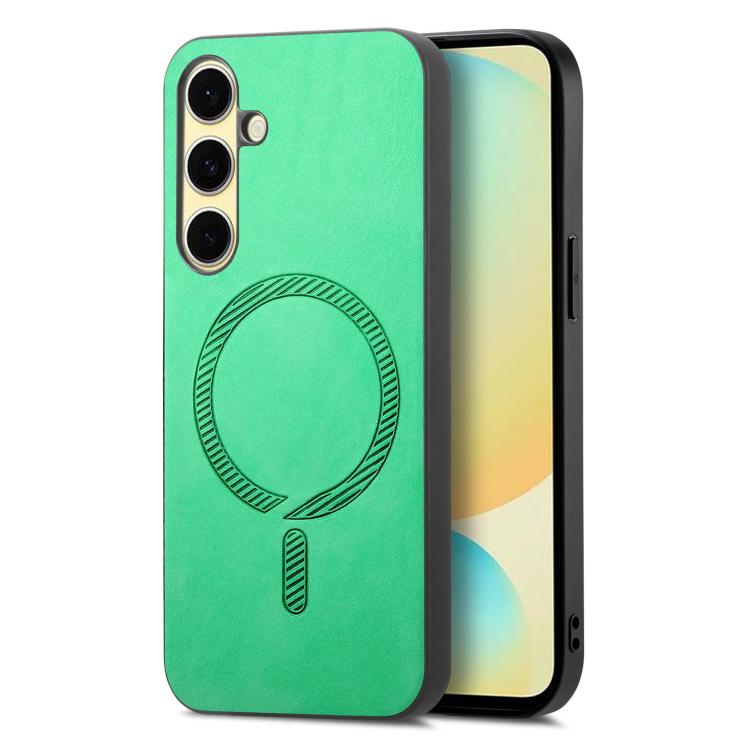 Solid Color Retro Magsafe PU Back Cover Phone Case