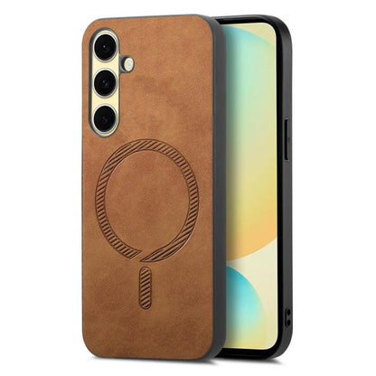 Solid Color Retro Magsafe PU Back Cover Phone Case