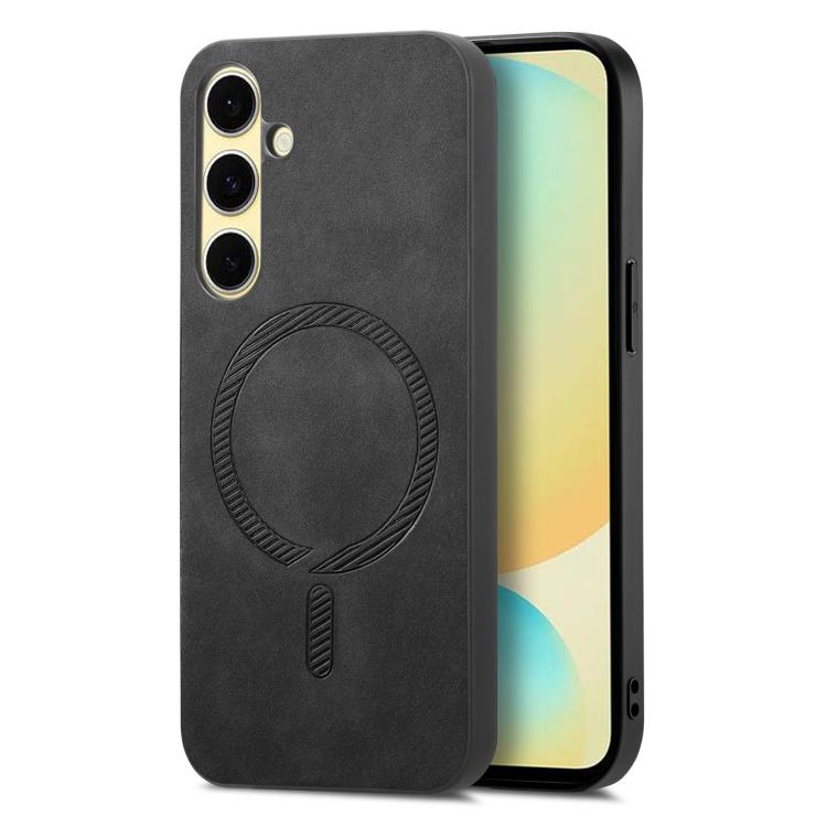 Solid Color Retro Magsafe PU Back Cover Phone Case