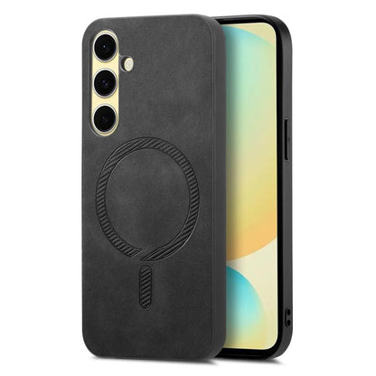 Solid Color Retro Magsafe PU Back Cover Phone Case