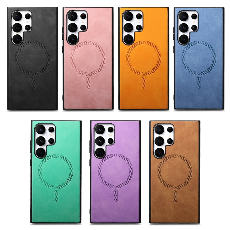 Solid Color Retro Magsafe PU Back Cover Phone Case