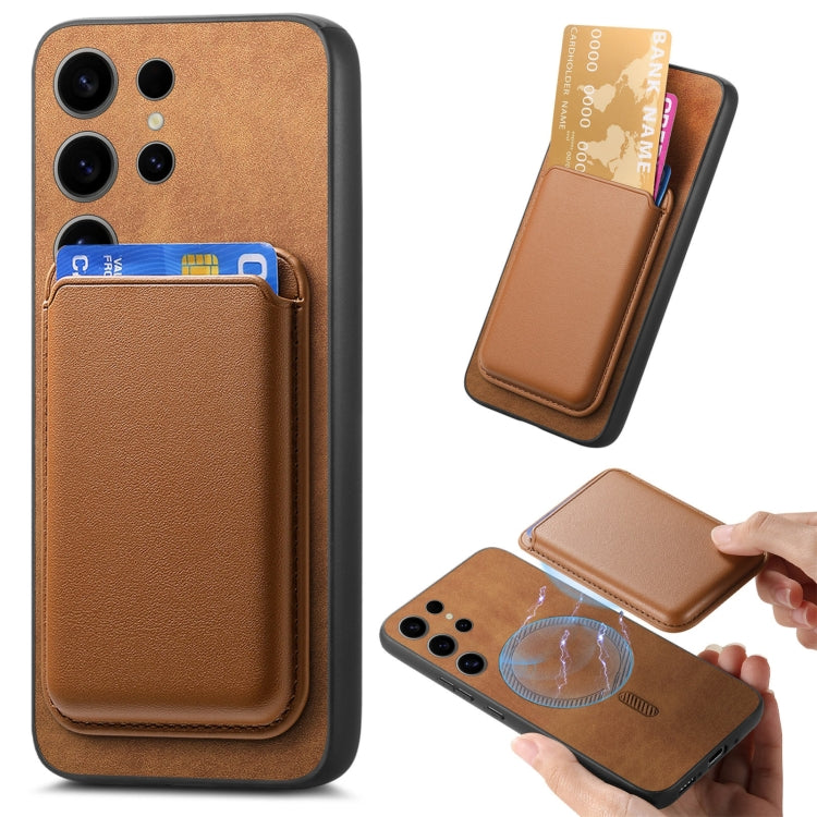 Retro Magsafe Card Bag PU Back Cover Phone Case
