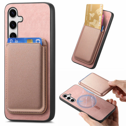 Retro Magsafe Card Bag PU Back Cover Phone Case