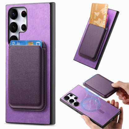 Retro Magsafe Card Bag PU Back Cover Phone Case