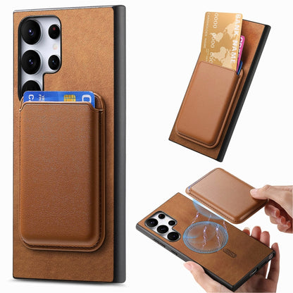 Retro Magsafe Card Bag PU Back Cover Phone Case