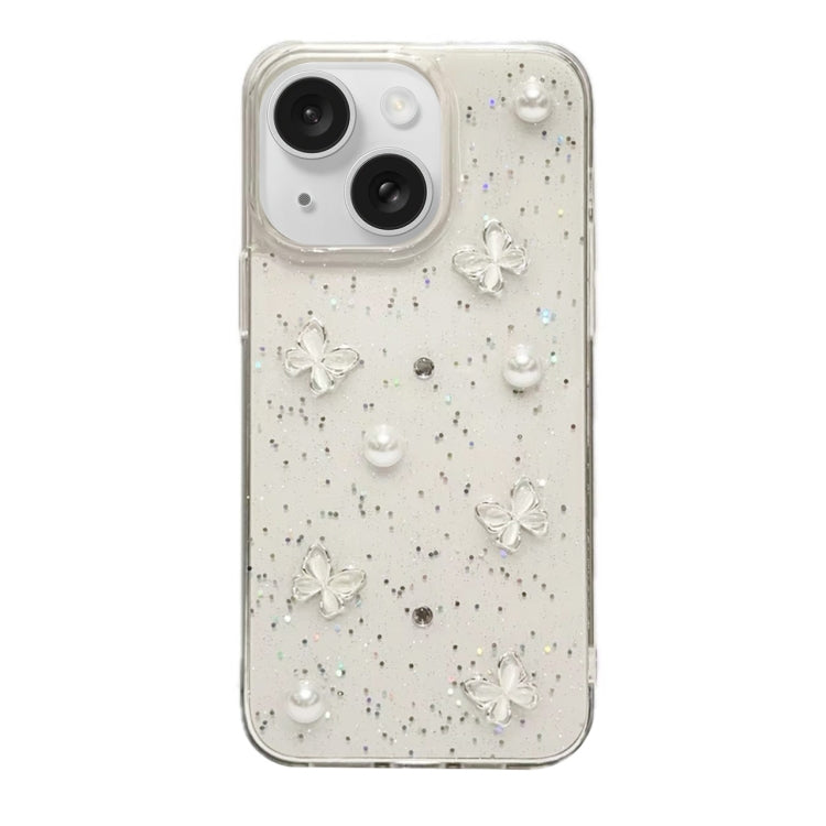 Glitter Pearl Butterfly TPU Phone Case, For iPhone 16 Pro Max, For iPhone 16 Pro, For iPhone 16 P...