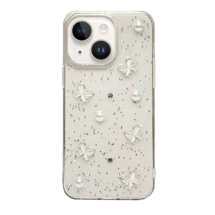 Glitter Pearl Butterfly TPU Phone Case, For iPhone 16 Pro Max, For iPhone 16 Pro, For iPhone 16 P...