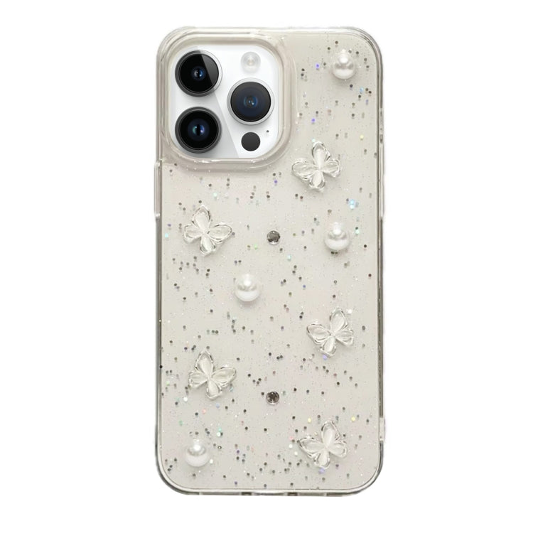 Glitter Pearl Butterfly TPU Phone Case, For iPhone 16 Pro Max, For iPhone 16 Pro, For iPhone 16 P...