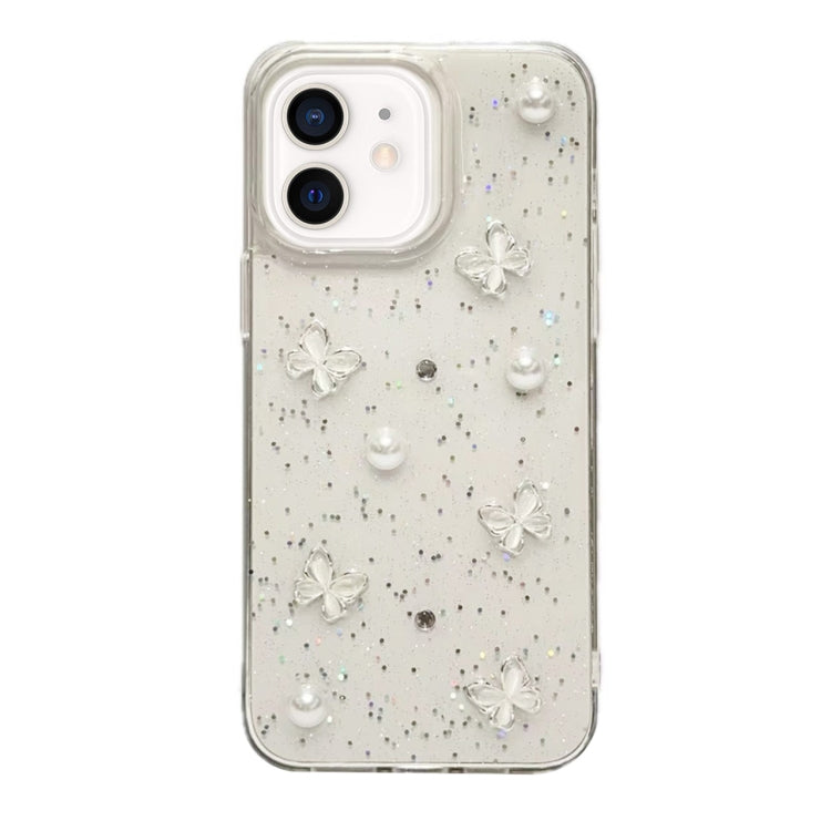 Glitter Pearl Butterfly TPU Phone Case, For iPhone 16 Pro Max, For iPhone 16 Pro, For iPhone 16 P...