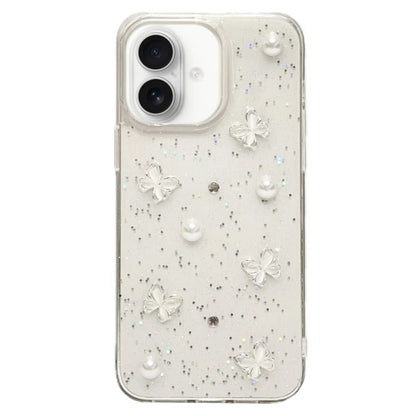 Glitter Pearl Butterfly TPU Phone Case, For iPhone 16 Pro Max, For iPhone 16 Pro, For iPhone 16 P...