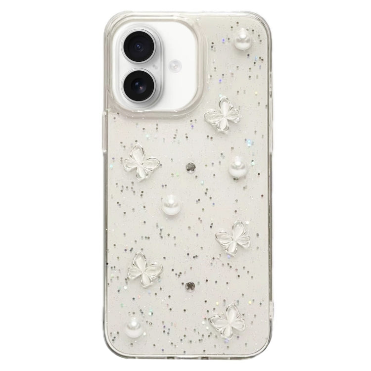 Glitter Pearl Butterfly TPU Phone Case, For iPhone 16 Pro Max, For iPhone 16 Pro, For iPhone 16 P...