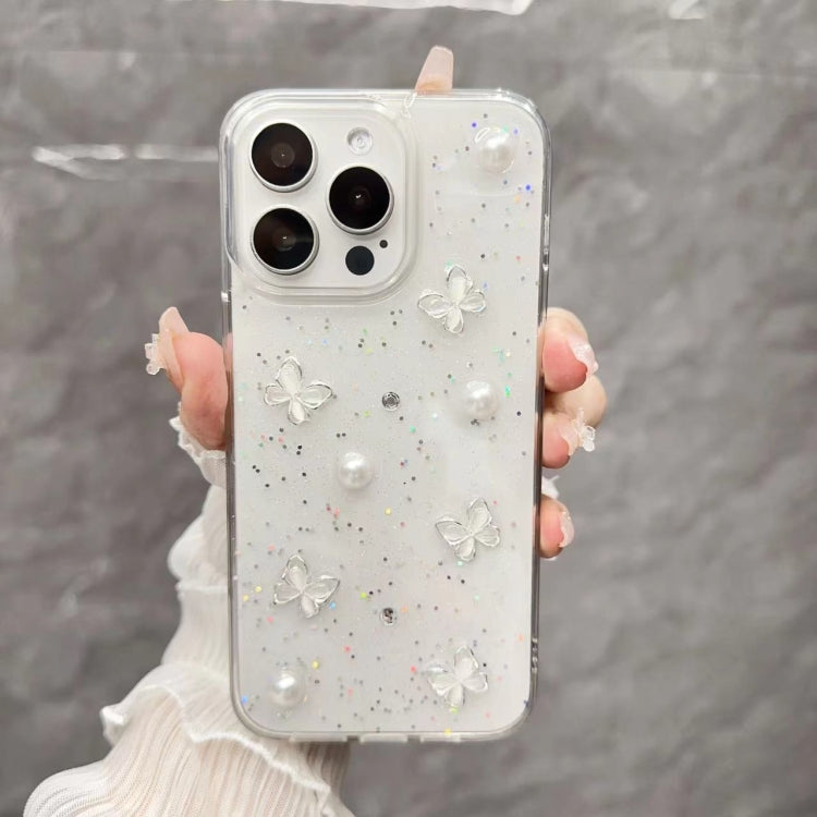 Glitter Pearl Butterfly TPU Phone Case, For iPhone 16 Pro Max, For iPhone 16 Pro, For iPhone 16 P...