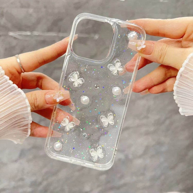 Glitter Pearl Butterfly TPU Phone Case, For iPhone 16 Pro Max, For iPhone 16 Pro, For iPhone 16 P...