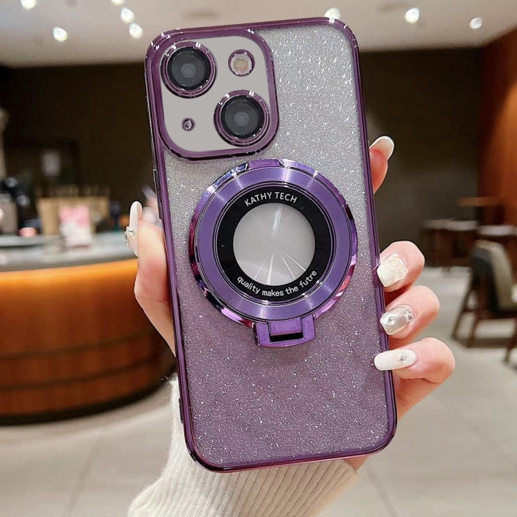 Electroplated Holder Gradient Glitter MagSafe Phone Case, For iPhone 16 Pro Max, For iPhone 16 Pr...