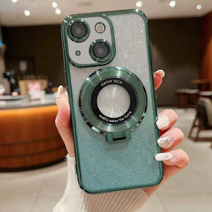 Electroplated Holder Gradient Glitter MagSafe Phone Case, For iPhone 16 Pro Max, For iPhone 16 Pr...
