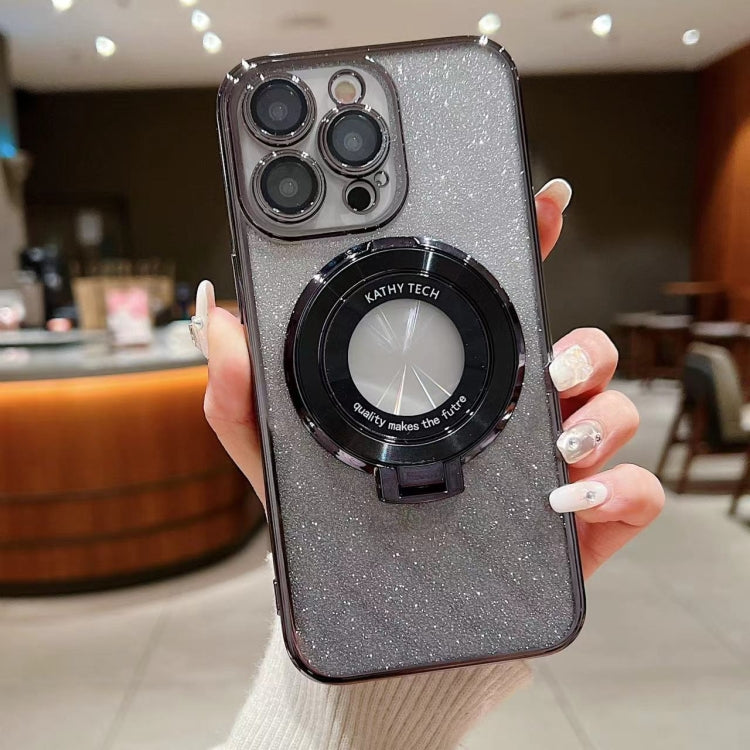 Electroplated Holder Gradient Glitter MagSafe Phone Case, For iPhone 12, For iPhone 12 Pro Max���...