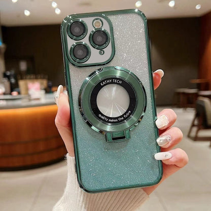 Electroplated Holder Gradient Glitter MagSafe Phone Case, For iPhone 12, For iPhone 12 Pro Max���...
