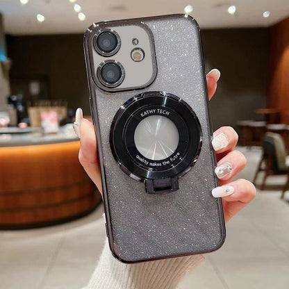 Electroplated Holder Gradient Glitter MagSafe Phone Case, For iPhone 12, For iPhone 12 Pro Max���...