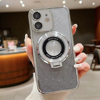 Electroplated Holder Gradient Glitter MagSafe Phone Case, For iPhone 12, For iPhone 12 Pro Max���...