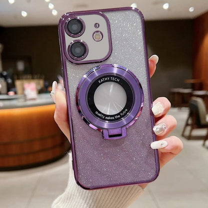 Electroplated Holder Gradient Glitter MagSafe Phone Case, For iPhone 12, For iPhone 12 Pro Max���...