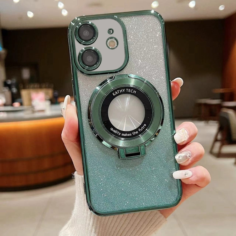 Electroplated Holder Gradient Glitter MagSafe Phone Case, For iPhone 12, For iPhone 12 Pro Max���...