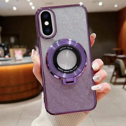 Electroplated Holder Gradient Glitter MagSafe Phone Case, For iPhone 12, For iPhone 12 Pro Max���...