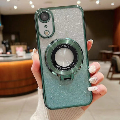 Electroplated Holder Gradient Glitter MagSafe Phone Case, For iPhone 12, For iPhone 12 Pro Max���...