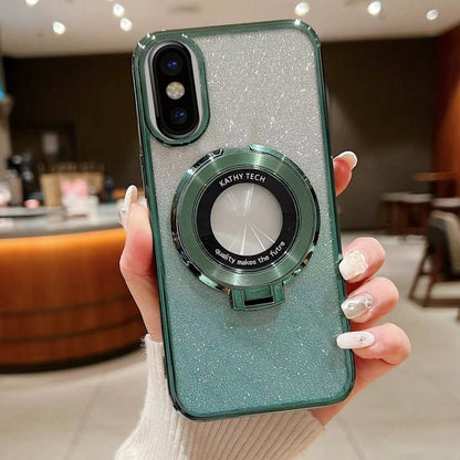 Electroplated Holder Gradient Glitter MagSafe Phone Case, For iPhone 12, For iPhone 12 Pro Max���...
