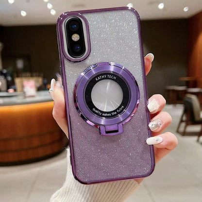 Electroplated Holder Gradient Glitter MagSafe Phone Case, For iPhone 12, For iPhone 12 Pro Max���...