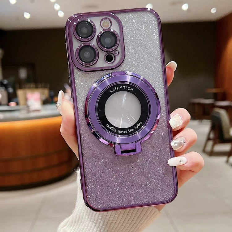 Electroplated Holder Gradient Glitter MagSafe Phone Case, For iPhone 16 Pro Max, For iPhone 16 Pr...