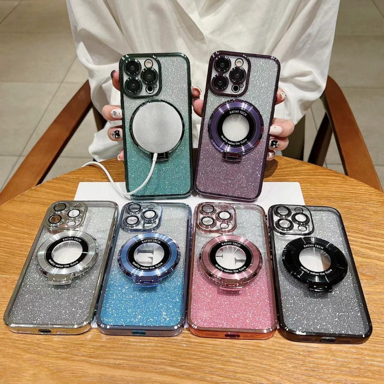 Electroplated Holder Gradient Glitter MagSafe Phone Case, For iPhone 16 Pro Max, For iPhone 16 Pr...