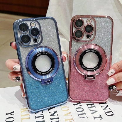 Electroplated Holder Gradient Glitter MagSafe Phone Case, For iPhone 12, For iPhone 12 Pro Max���...